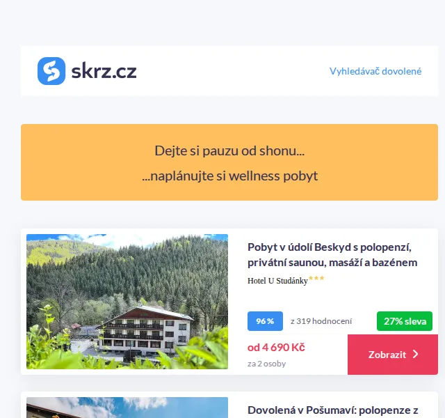 Vánoce na Skrz: Wellness pobyty od 2499 Kč – červen 2026 | Nuslet.cz