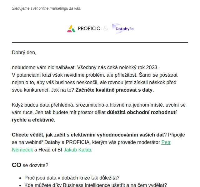 PROFICIO tým: Webinář o datech v krizi – červen 2026 | Nuslet.cz