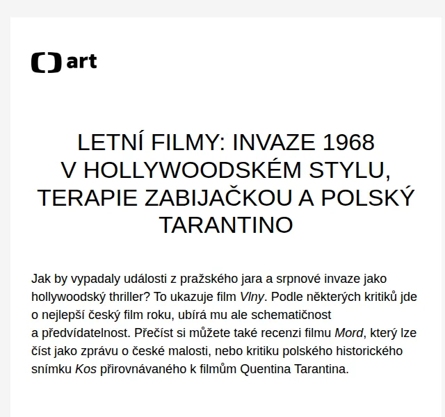Web ČT art: Letní filmy 2026 – recenze Vlny, Mord, Kos – červenec 2026 | Nuslet.cz