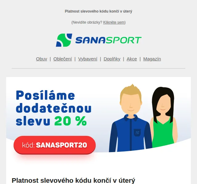 Sanasport: sleva 20 % na sportovní sortiment – červen 2026 | Nuslet.cz