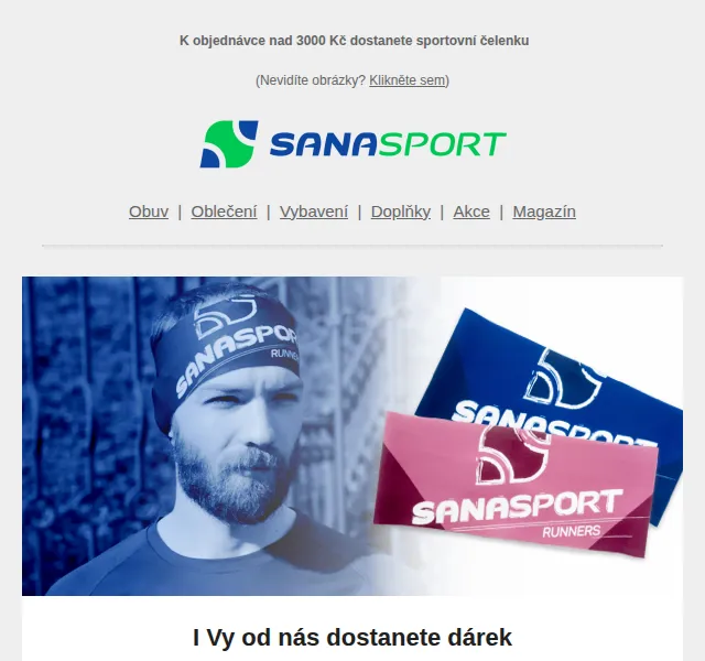 Sanasport: Technická čelenka Progress zdarma k nákupu nad 3000 Kč – červen 2026 | Nuslet.cz