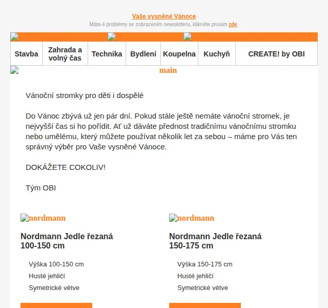 OBI Novinky: Vánoční stromky od 199 Kč – prosinec 2021 | Nuslet.cz
