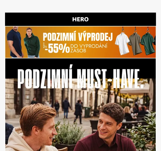 HERO: polokošile až -42 %, mikiny -30 % – říjen 2026