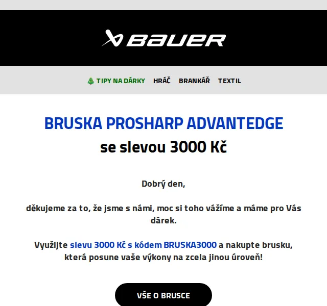 Bauer Hockey Česko: Bruska Prosharp Advantedge se slevou 3000 Kč – červen 2026 | Nuslet.cz