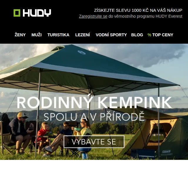 Hudy: Kempink vybavení – slevy až 12 % – srpen 2026
