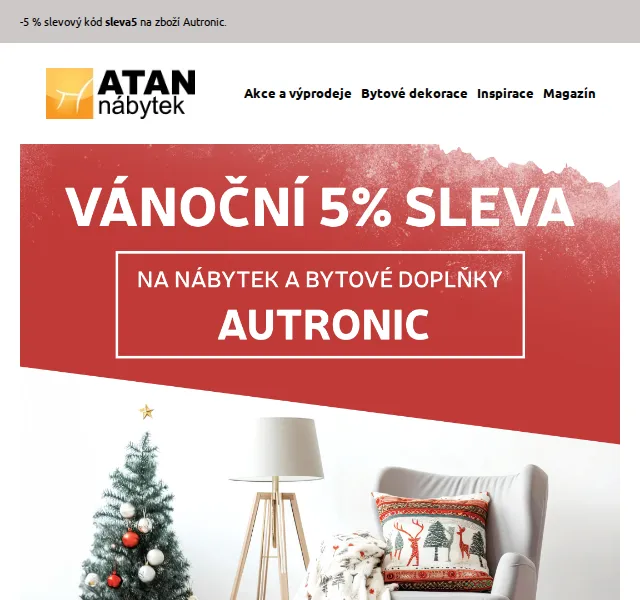 ATAN nábytek: Sleva 5 % na Autronic – červenec 2026 | Nuslet.cz