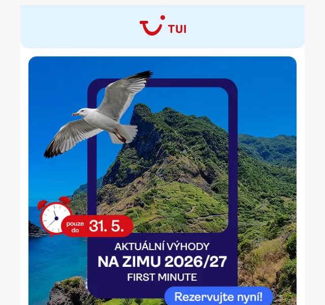 TUI Česká republika: Zimu 2026/27 First Minute – květen 2026