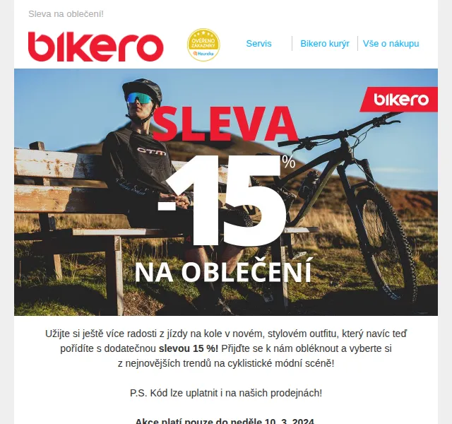 czbikero: Dodatečná sleva 15 % na oblečení – červenec 2026 | Nuslet.cz
