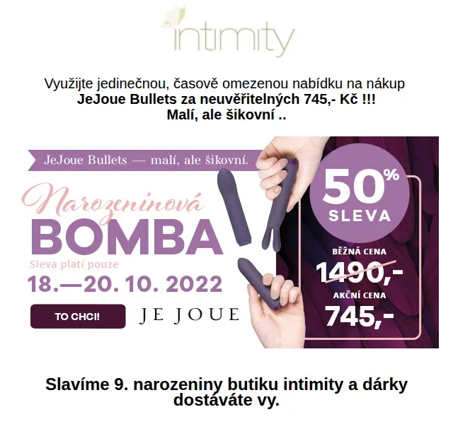 Intimity: JeJoue Bullets se slevou 50 % za 745 Kč – červen 2026 | Nuslet.cz