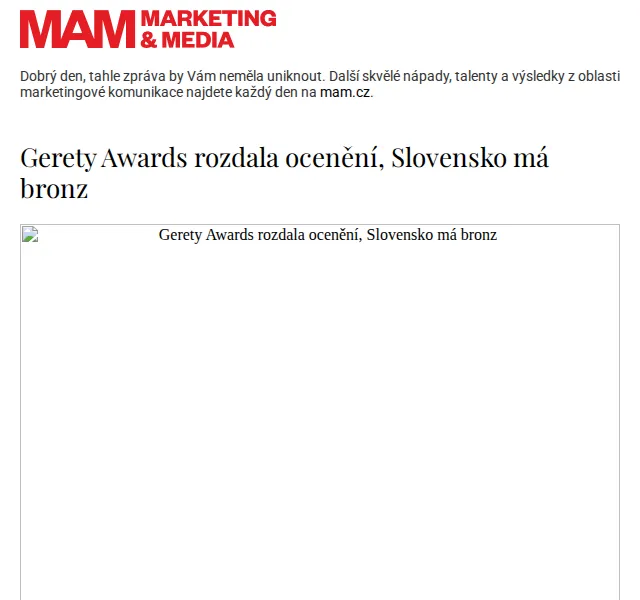 Marketing & Media: Gerety Awards výsledky – červen 2026 | Nuslet.cz