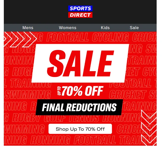 Sportsdirect.com: Až 70% sleva – červen 2026 | Nuslet.cz