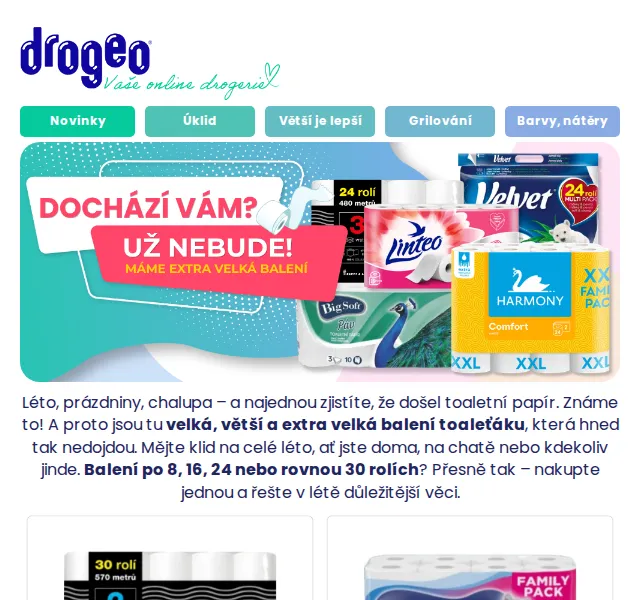 Drogeo: Toaleťák extra velkých balení – červen 2026 | Nuslet.cz