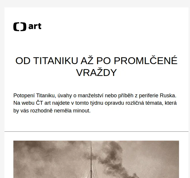 Web ČT art: Fenomén Titanic a nové recenze – červen 2026 | Nuslet.cz