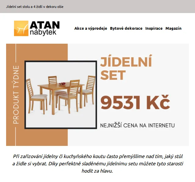 ATAN nábytek: Jídelní set AUT-4000 OL za 9 531 Kč – červenec 2026 | Nuslet.cz