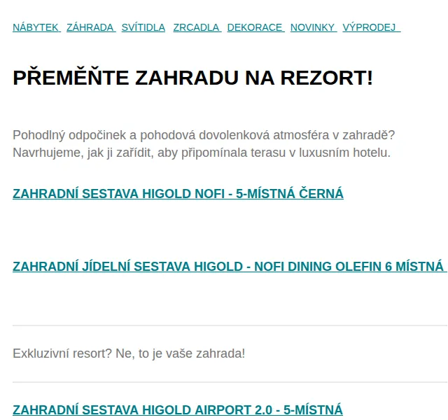 Estilofina-nabytek.cz - stylový domov: Zahradní nábytek HIGOLD – červen 2026 | Nuslet.cz