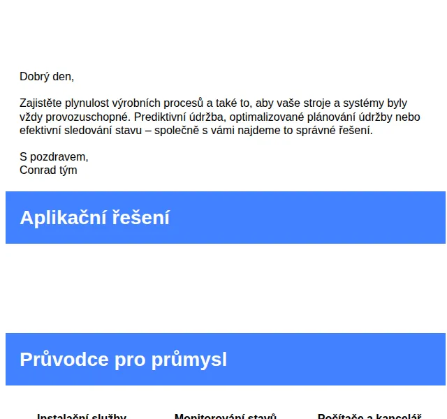 Conrad Electronic: Prediktivní údržba a průmyslové řešení – červen 2026 | Nuslet.cz