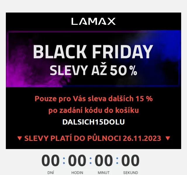 LAMAX: Black Friday slevy až 45% + extra 15% – červen 2026 | Nuslet.cz