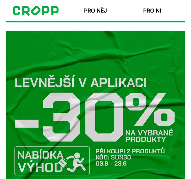 Cropp: -30 % v aplikaci – červen 2026 | Nuslet.cz