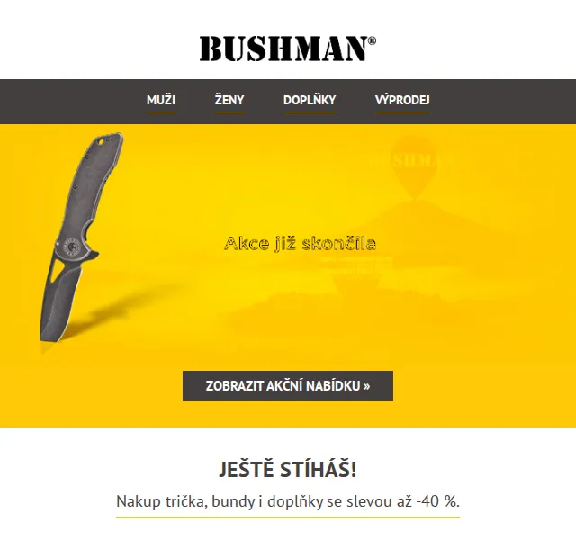 BUSHMAN: Finální letní slevy až -50 % – červenec 2026 | Nuslet.cz