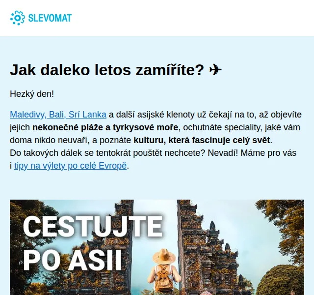 Slevomat: dovolená v Asii od 2 190 Kč – červenec 2026 | Nuslet.cz