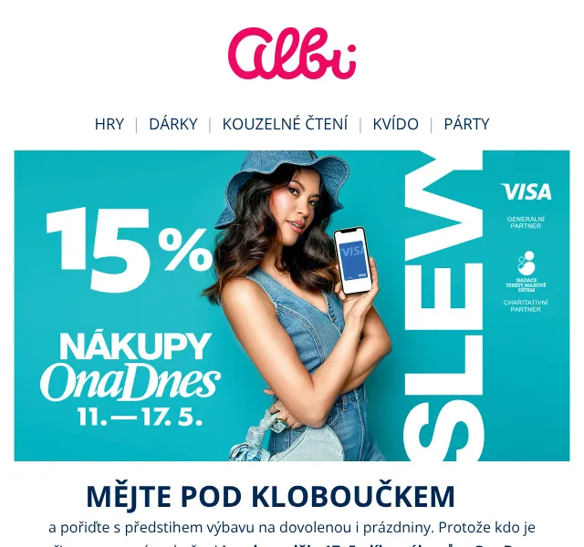 Albi: letní vybavení se slevou 15 % – květen 2026 | Nuslet.cz