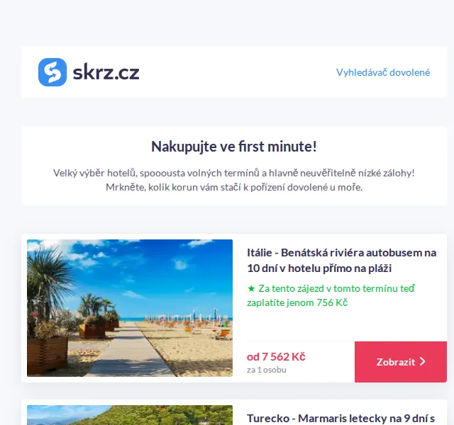 Vánoce na Skrz: First minute dovolená s 30% slevou – červen 2026 | Nuslet.cz