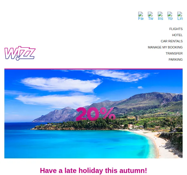 Wizz Air: 20% sleva na vybrané letenky – červen 2026 | Nuslet.cz