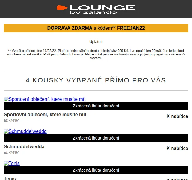 Lounge by Zalando: Sportovní výprodej se slevou až 75 % – červen 2026 | Nuslet.cz