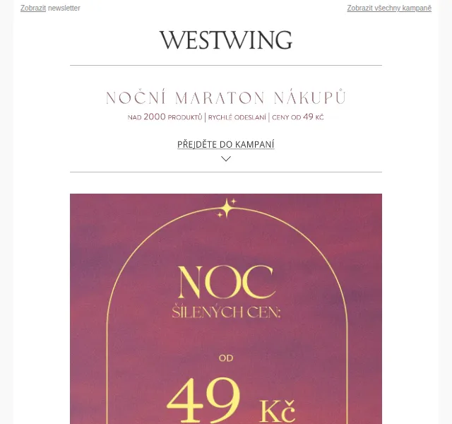 Westwing: Noční maraton nákupů se slevou až -90% – červen 2026 | Nuslet.cz