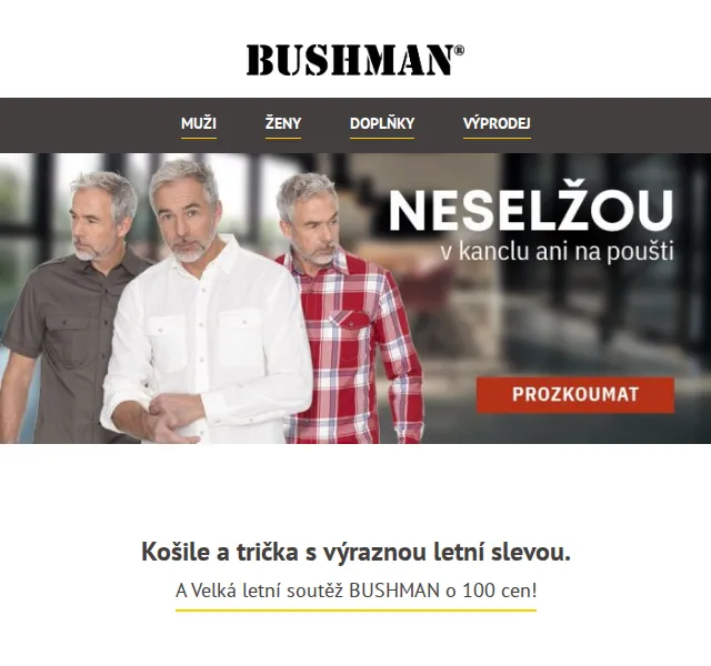 BUSHMAN: Letní slevy na košile a trička až 42 % – červenec 2026 | Nuslet.cz