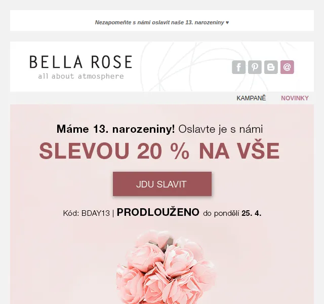 Bella Rose: SLEVA 20 % na vše – červen 2026 | Nuslet.cz