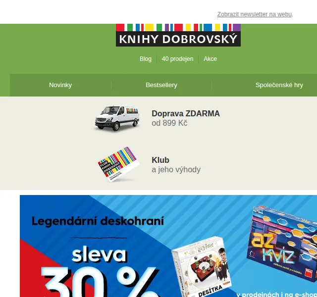 KnihyDobrovsky.cz: DESKOHRANÍ 30% sleva a thrillery – červen 2026 | Nuslet.cz