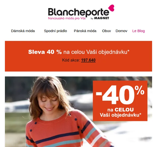 Blancheporte: pruhované svetry a oblečení s 40% slevou – červenec 2026 | Nuslet.cz