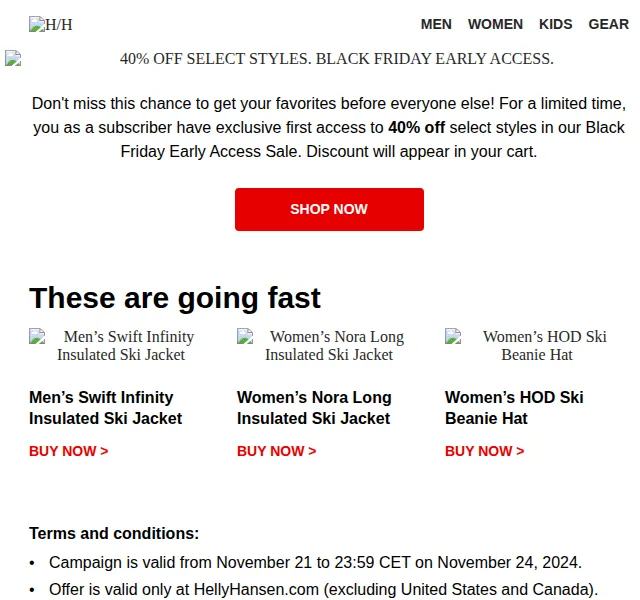 Helly Hansen: Black Friday Early Access s 40% slevou – červenec 2026 | Nuslet.cz