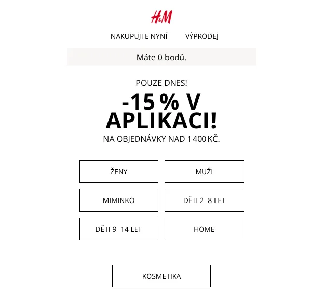 H&M Fashion: -15 % v aplikaci – červen 2026 | Nuslet.cz