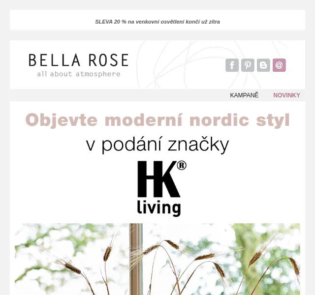 Bella Rose: Sleva 20 % na venkovní osvětlení HK Living – červen 2026 | Nuslet.cz