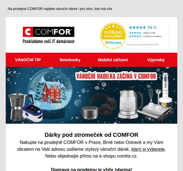 Comfor: vánoční dárky s dárkem zdarma – prosinec 2026 | Nuslet.cz