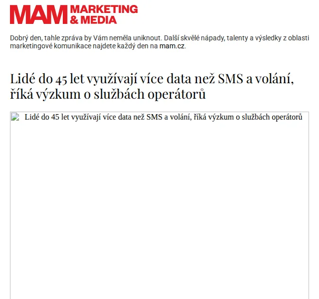 Marketing & Media: Lidé do 45 let využívají více data než SMS – červen 2026 | Nuslet.cz