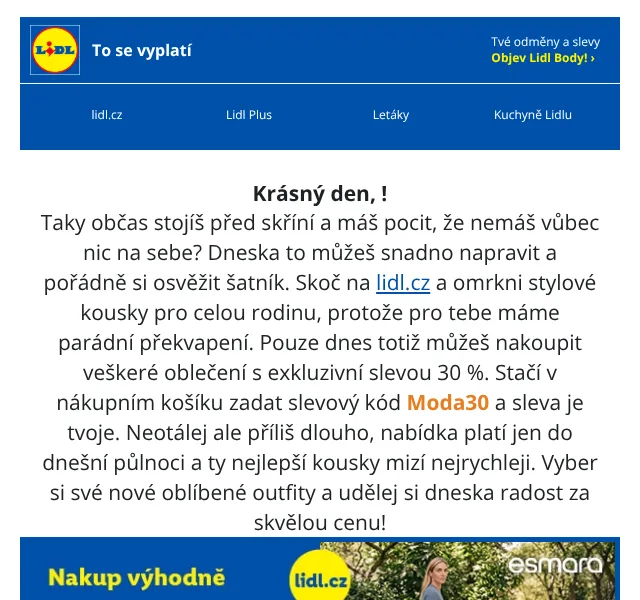 Lidl: Sleva 30 % na módu, letní vybavení a nářadí – červenec 2026