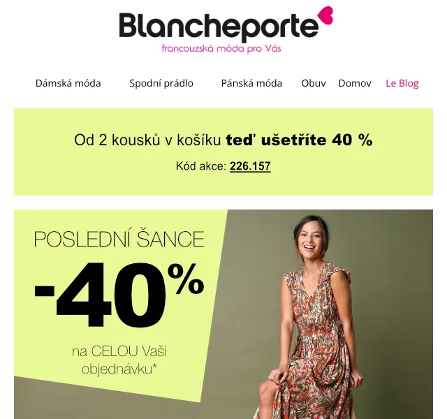 Blancheporte: Šaty sleva 40 % – srpen 2026 | Nuslet