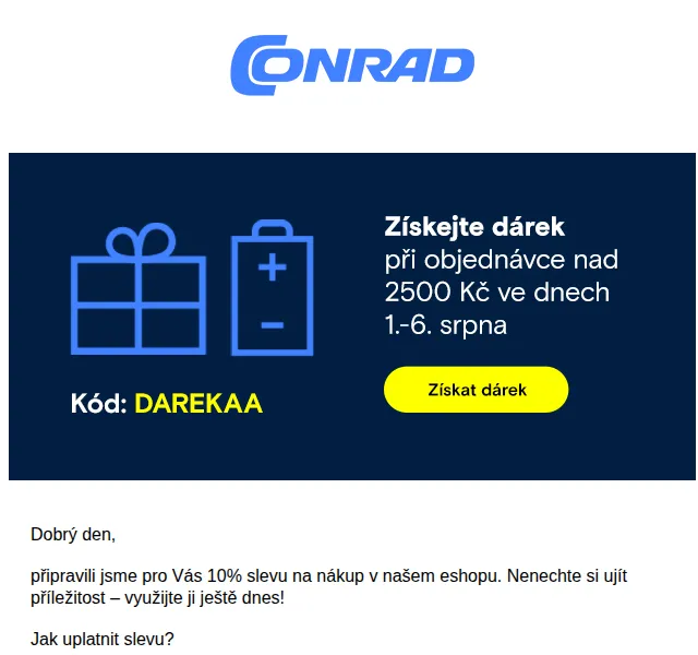 Conrad Electronic: 10% sleva na nákup – srpen 2023 | Nuslet.cz