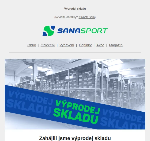 Sanasport: Výprodej skladu až 80 % – červen 2026 | Nuslet.cz