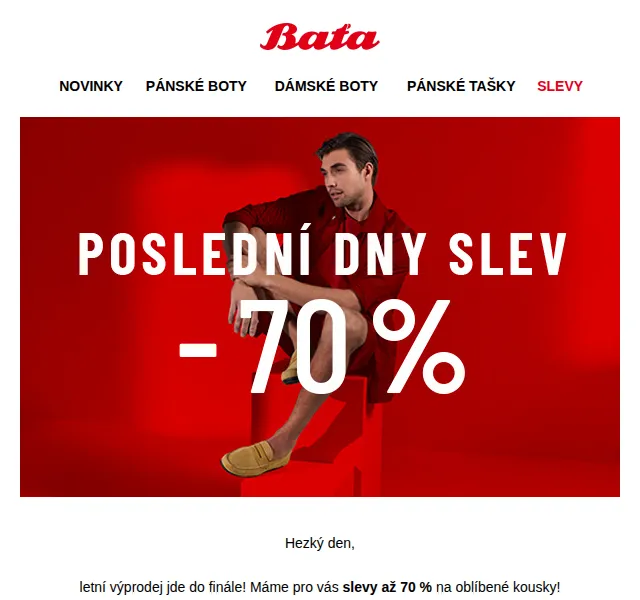 Baťa: Letní výprodej vrcholí – slevy až 70 % – červen 2026 | Nuslet.cz