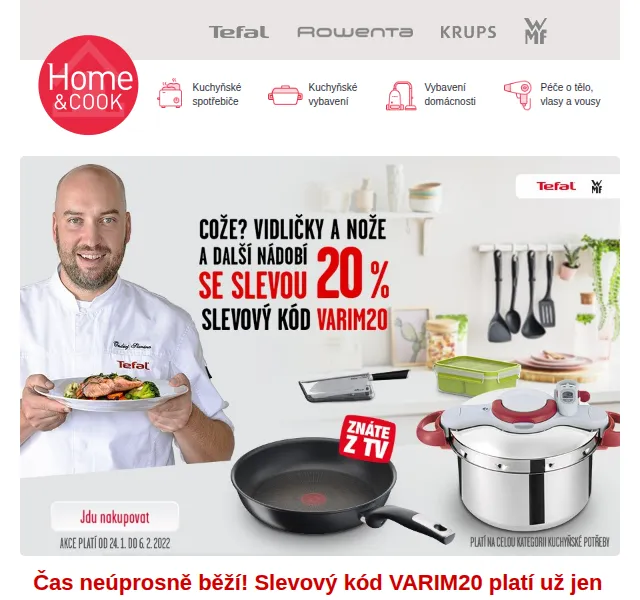 Home & Cook: 20% sleva na nádobí Tefal – červen 2026 | Nuslet.cz