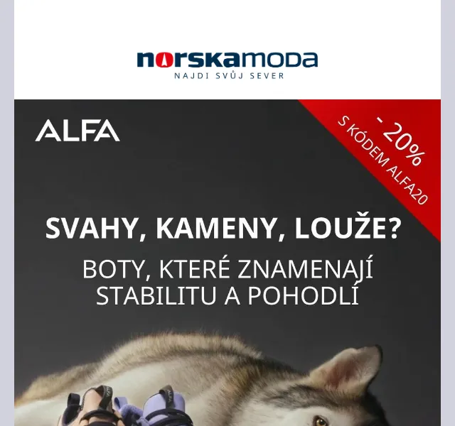 Norskamoda.cz: Sleva 20 % na obuv Alfa – červen 2026 | Nuslet.cz