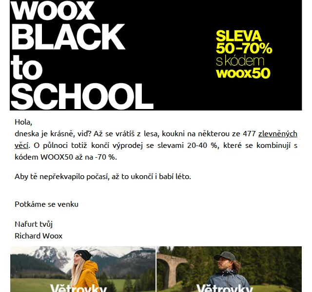 Richard Woox: Výprodej se slevami 20–40 % – červenec 2026 | Nuslet.cz