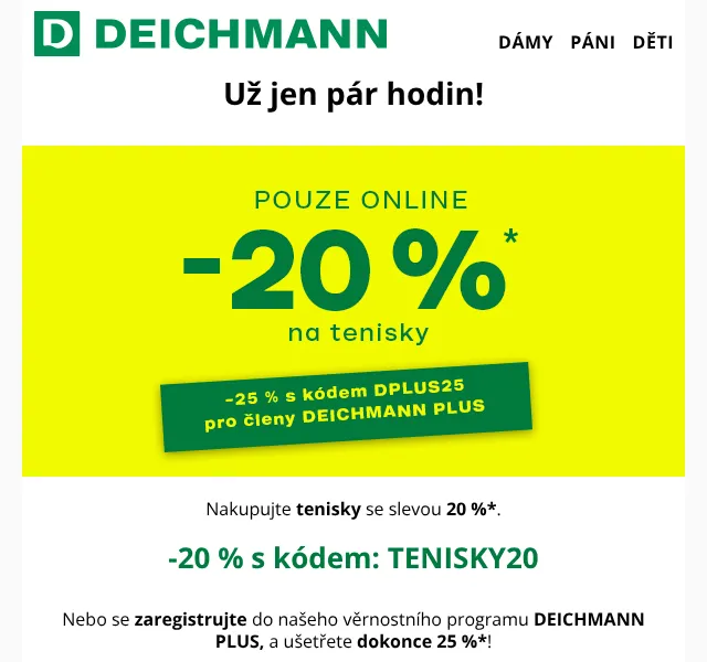 Deichmann: Sleva až 25 % na tenisky – květen 2026 | Nuslet.cz