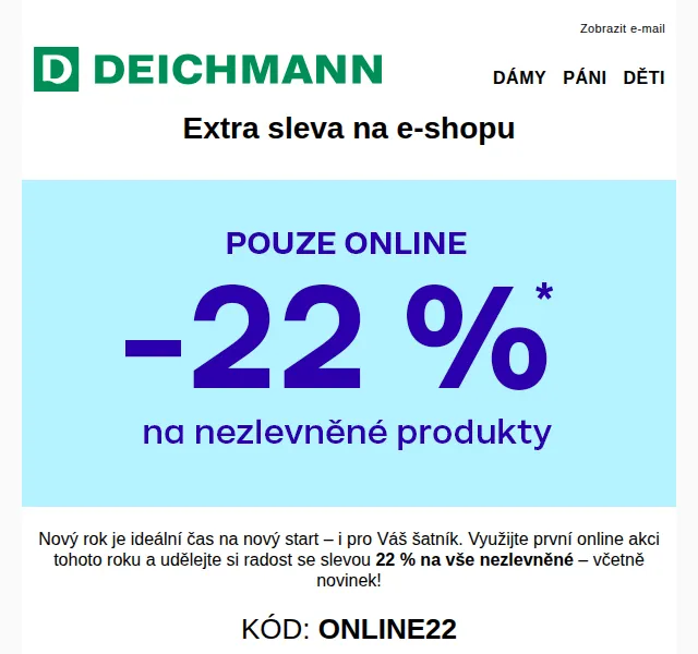 Deichmann: -22 % na vše nezlevněné – duben 2026 | Nuslet.cz