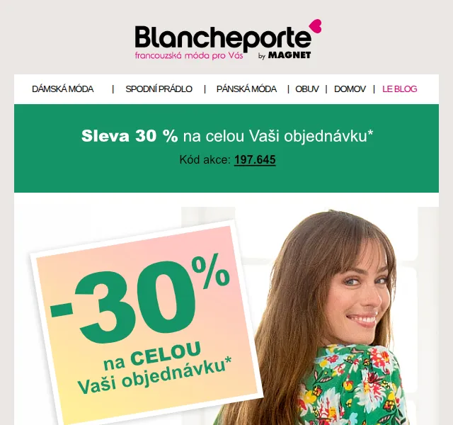 Blancheporte: SLEVA 30 % na 2+ kusy – červen 2026 | Nuslet.cz