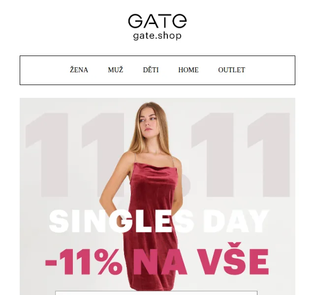 gate.shop: Singles Day sleva 11 % na vše – červen 2026 | Nuslet.cz